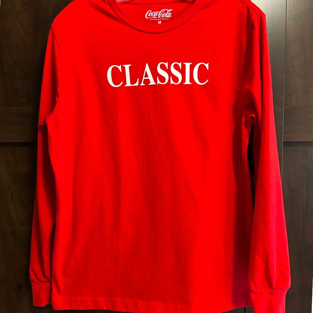 Coca Cola Brand Red Long Sleeve "Classic" Coke themed t-shirt Mens Size Medium